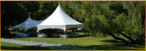 white high peak wedding tents party scene